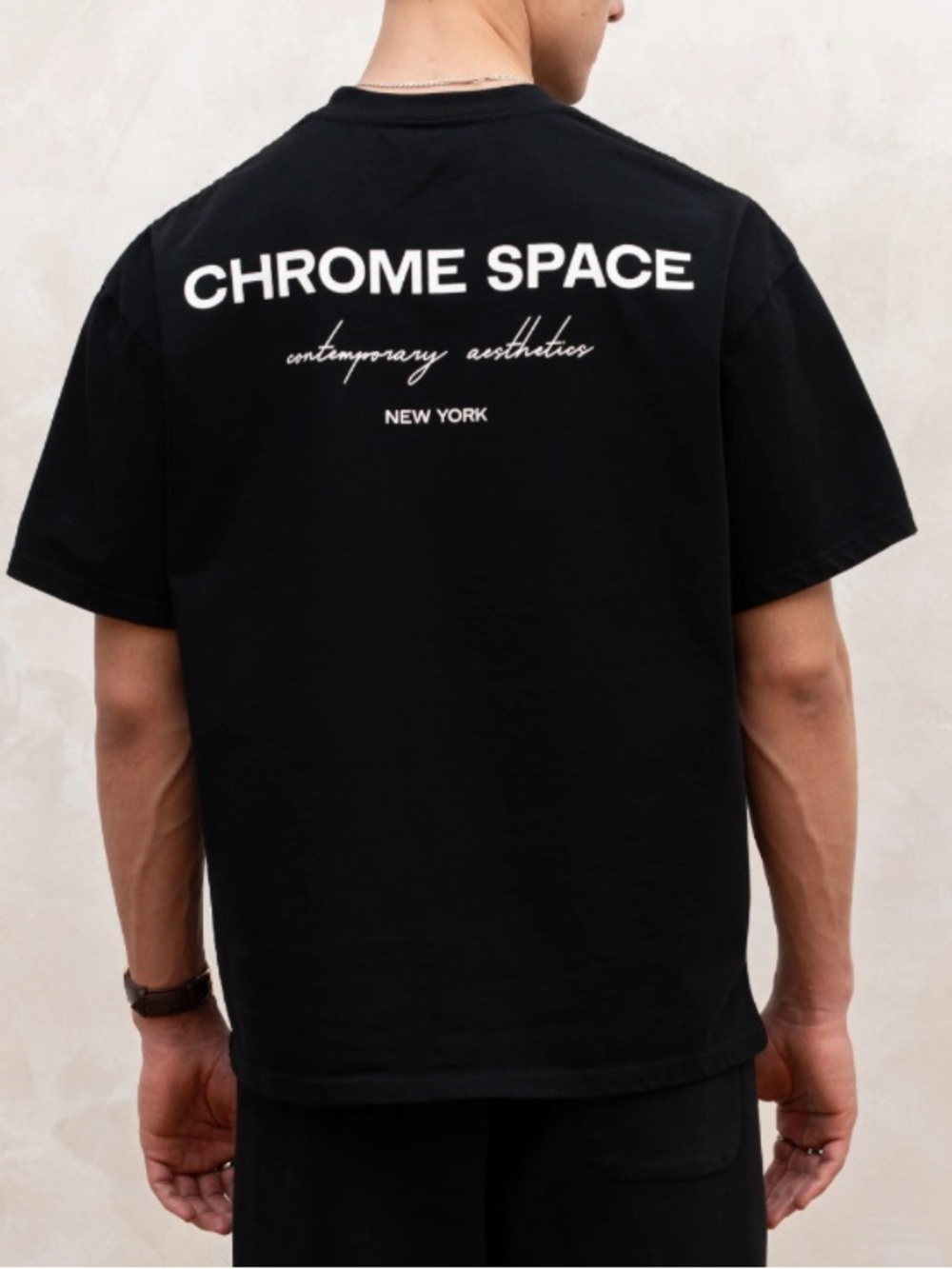 Chrome Space Men’s CS Box T-Shirt Black White Large L Tee Shirt Short Sleeve